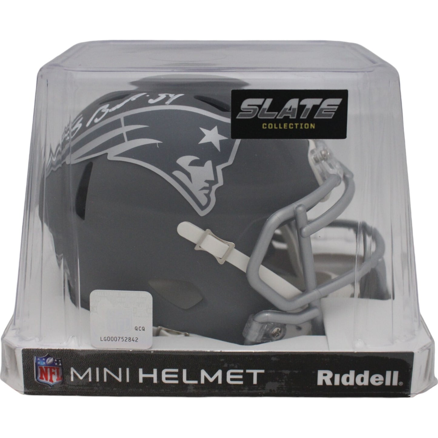 Tedy Bruschi New England Patriots Autographed Slate Mini Helmet