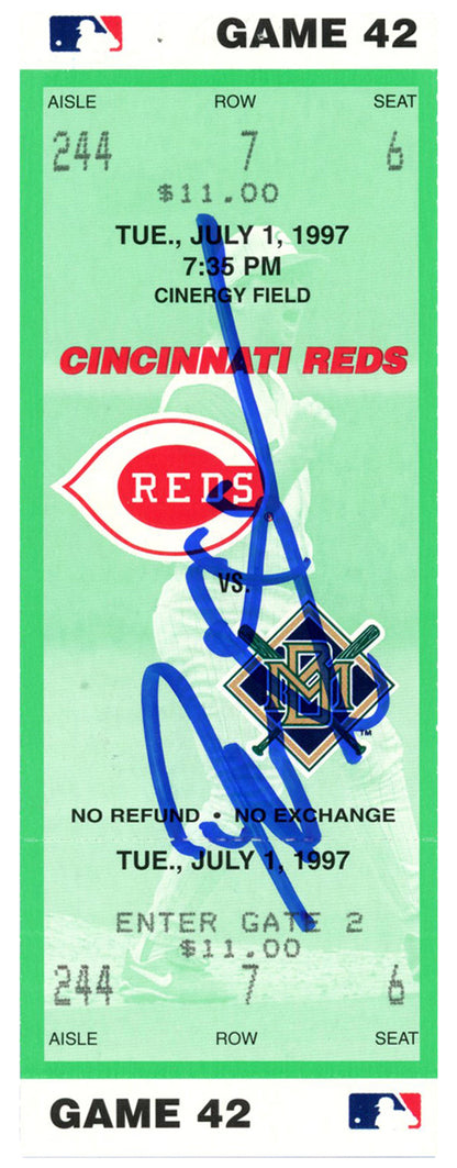 Deion Sanders Cincinnati Reds Autographed 1997 Game Ticket Stub Beckett