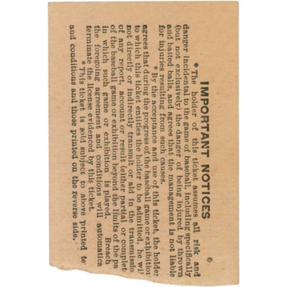 Yogi Berra New York Yankees 1947 Grand Slam Game Ticket Stub