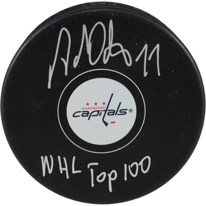 Adam Oates Autographed Washington Capitals Logo Puck - NHL Top 100 JSA