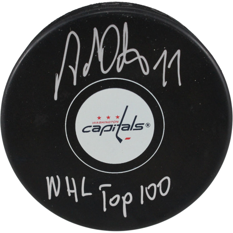 Adam Oates Autographed Washington Capitals Logo Puck - NHL Top 100 JSA