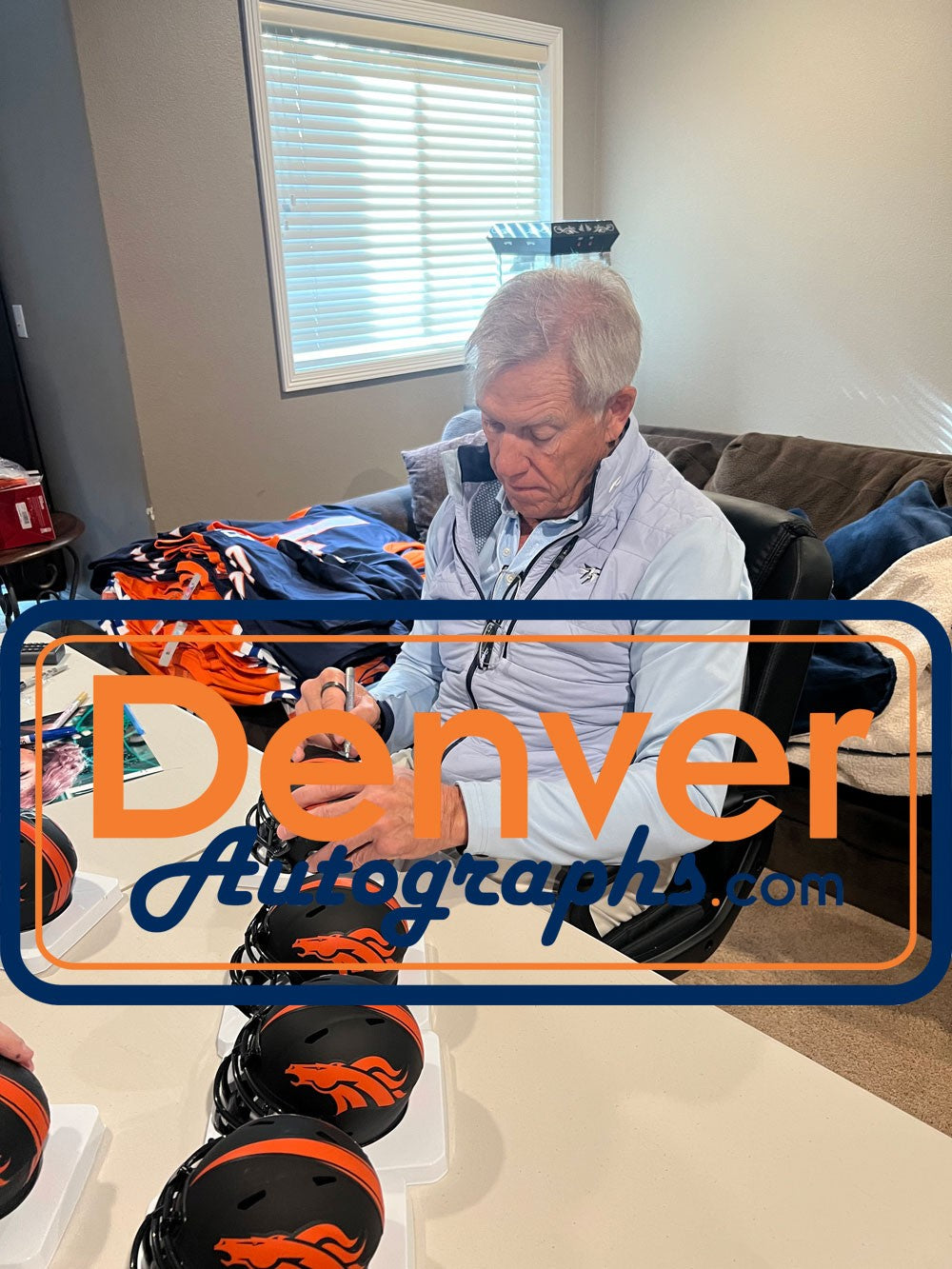 John Elway Autographed Denver Broncos Eclipse Mini Helmet (Beckett Witnessed)