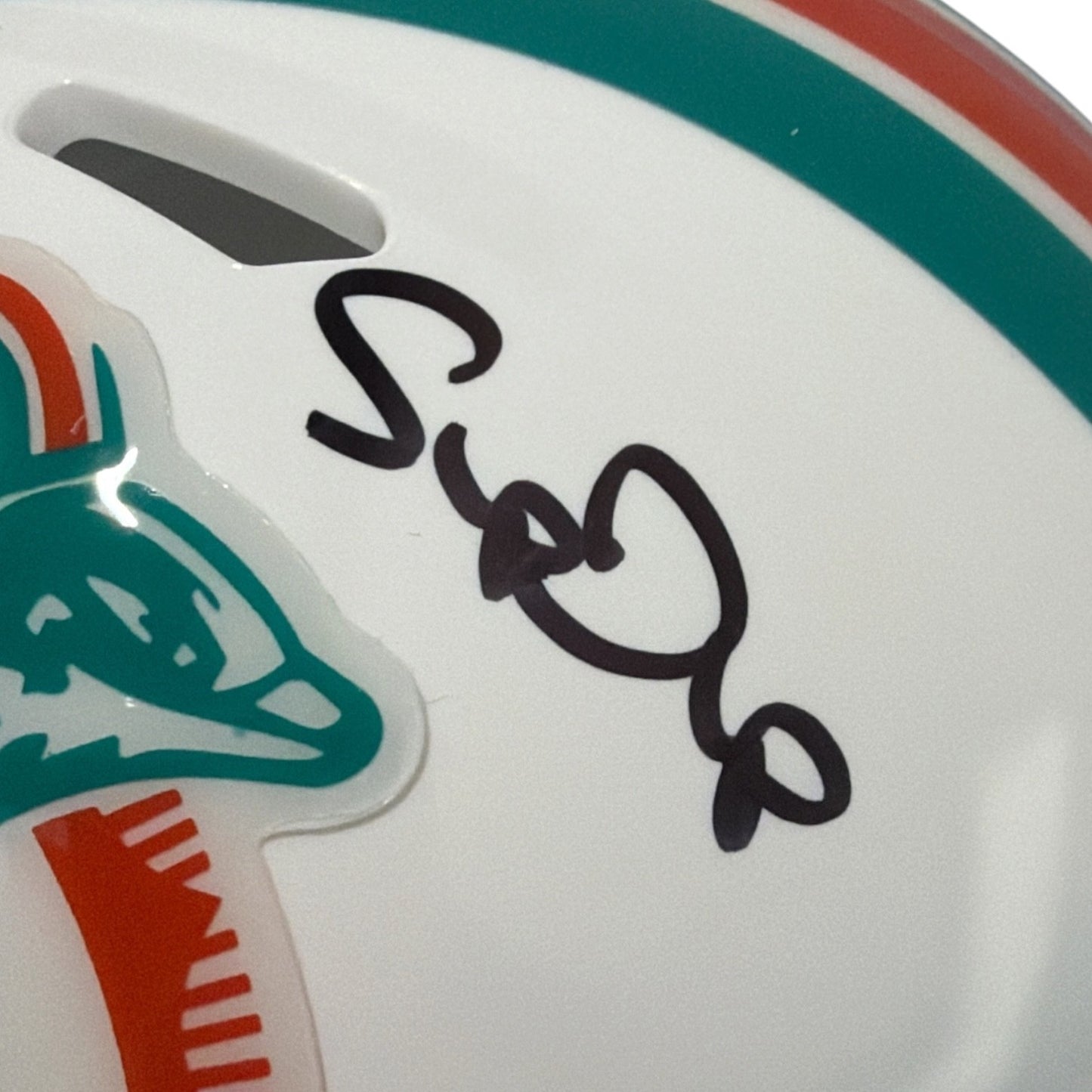 Mark Clayton & Mark Duper Dual Signed Miami Dolphins Throwback Mini Helmet