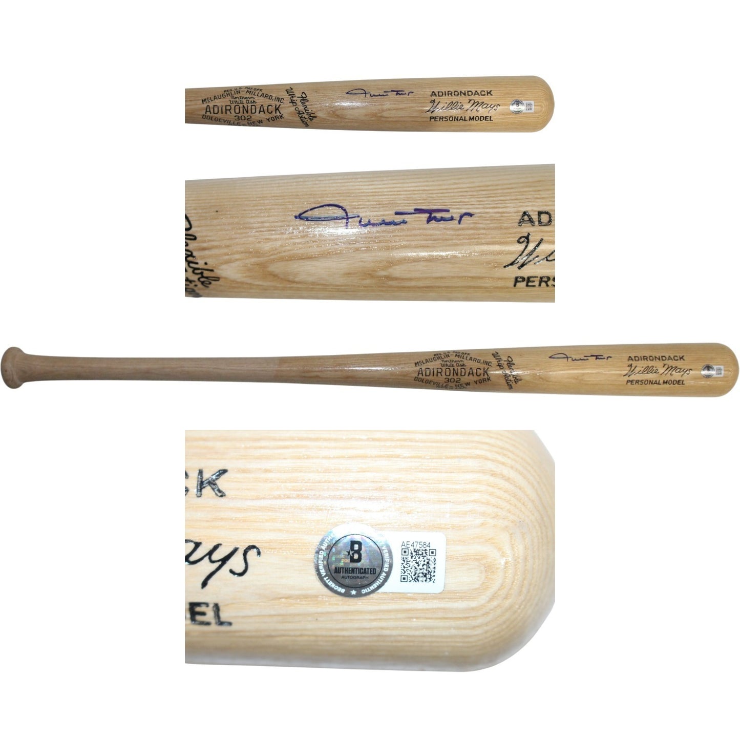 Willie Mays Autographed San Francisco Giants Blonde Adirondack Baseball Bat