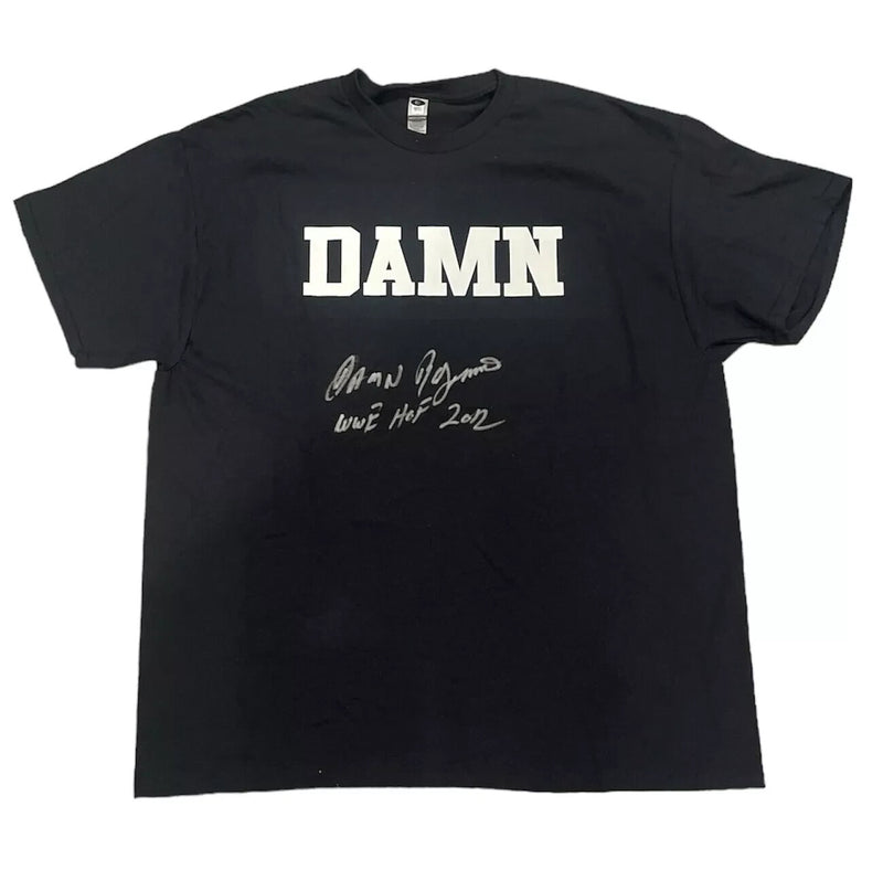 Ron Simmons Autographed "Damn" Inscription Custom T-Shirt WWE BAS COA