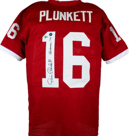 Jim Plunkett Signed Red Custom College Style Jersey - Heisman 70
