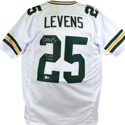 Dorsey Levens Signed Green Bay Packers White Custom Jersey "SB Champs"