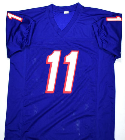 Drew Bledsoe Autographed Blue Custom Football Jersey