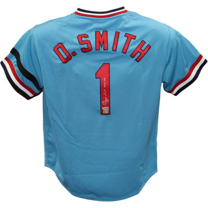 Ozzie Smith Signed St. Louis Cardinals Mitchell & Ness Blue Jersey HOF 02