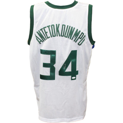 Giannis Antetokounmpo Autographed Pro Style White Jersey (JSA)