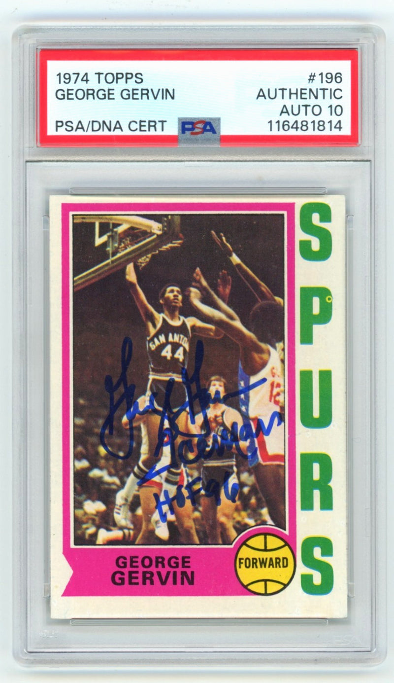 George Gervin Signed 1974-75 Topps #196 Rookie Card (PSA 10 Auto)