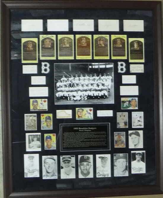 1955 Brooklyn Dodgers Team Autographed Framed Display (36 Signatures)