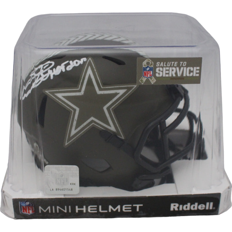 Emmitt Smith Autographed Dallas Cowboys 2022 Salute to Service Mini Helmet