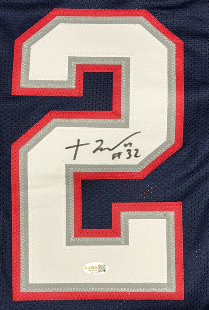 TreVeyon Henderson Signed New England Patriots Custom Football Jersey