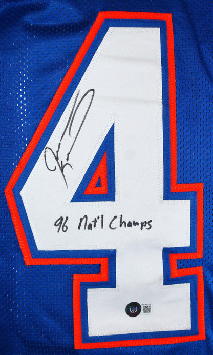 Jevon Kearse Signed Blue Custom Jersey Inscribed "96 Natl Champs"