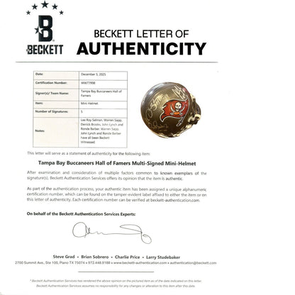 Lee Roy Selmon & Buccaneers Legends Signed Mini Helmet