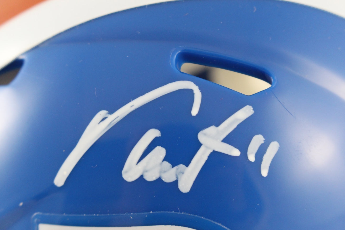 Troy Franklin Signed Denver Broncos Throwback Mini Helmet Beckett COA