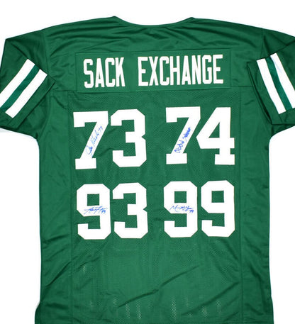 Sack Exchange Signed New York Jets Green Custom Jersey