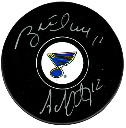 Brett Hull & Adam Oates Autographed St. Louis Blues Puck BAS COA