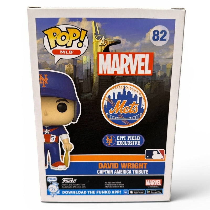 David Wright Signed Funko Pop #82 Citi Field SGA w/ Captain America Insc