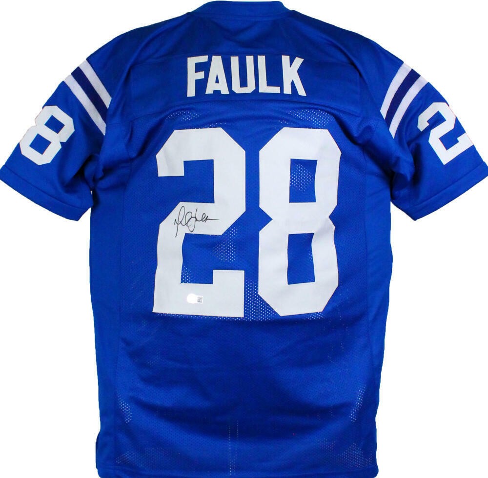 Marshall Faulk Autographed Blue Custom Football Jersey