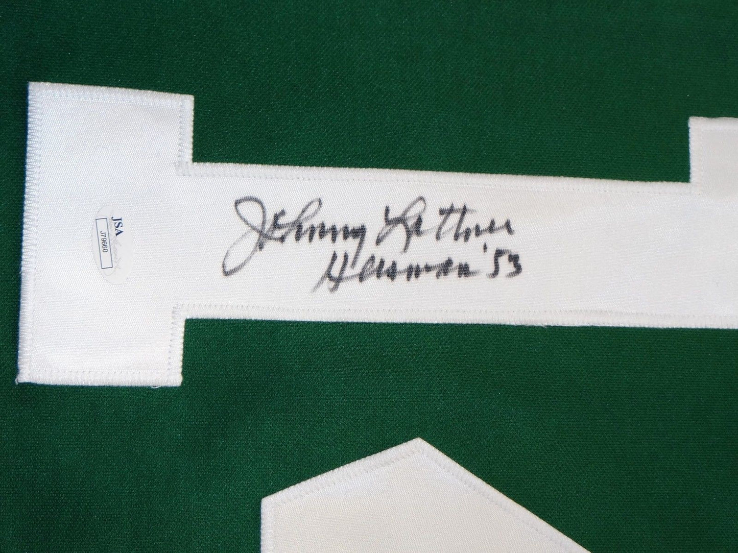 Johnny Lattner Autographed Green Custom Football Jersey