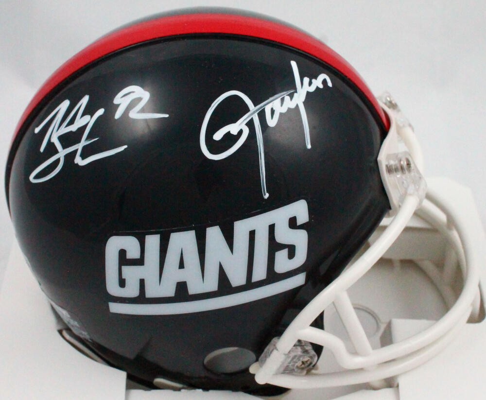 Michael Strahan & Lawrence Taylor Signed NY Giants Throwback Mini Helmet