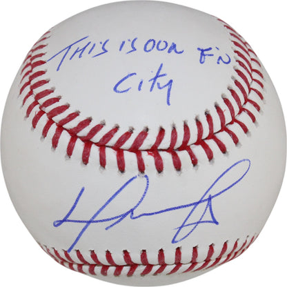 David Ortiz Autographed Boston Red Sox Baseball "This is Our F'n City"