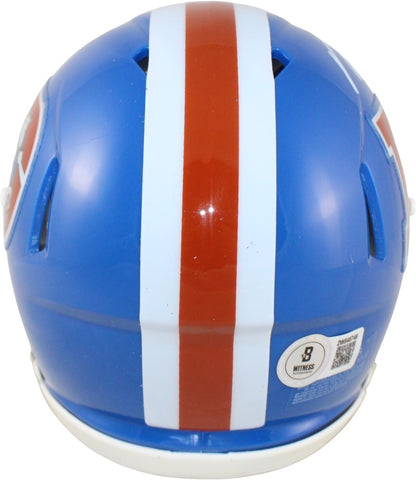 Troy Franklin Signed Denver Broncos Throwback Mini Helmet Beckett COA