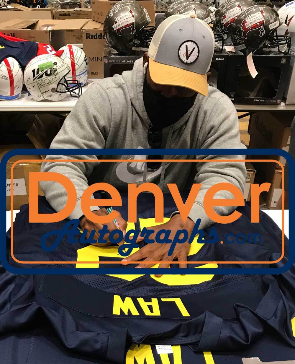 Ty Law Autographed Michigan Style Custom Jersey (Beckett BAS)