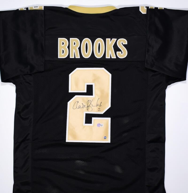 Aaron Brooks Autographed Black Custom Football Jersey