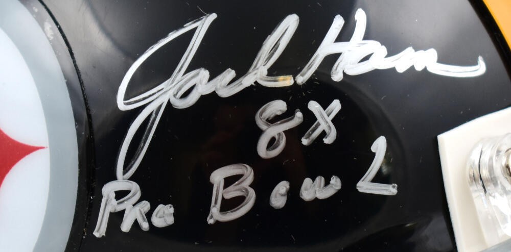 Jack Ham, Jack Lambert & Andy Russell Signed Steelers Throwback Mini Helmet
