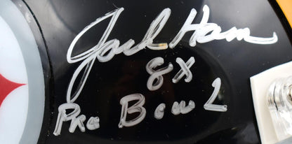Jack Ham, Jack Lambert & Andy Russell Signed Steelers Throwback Mini Helmet