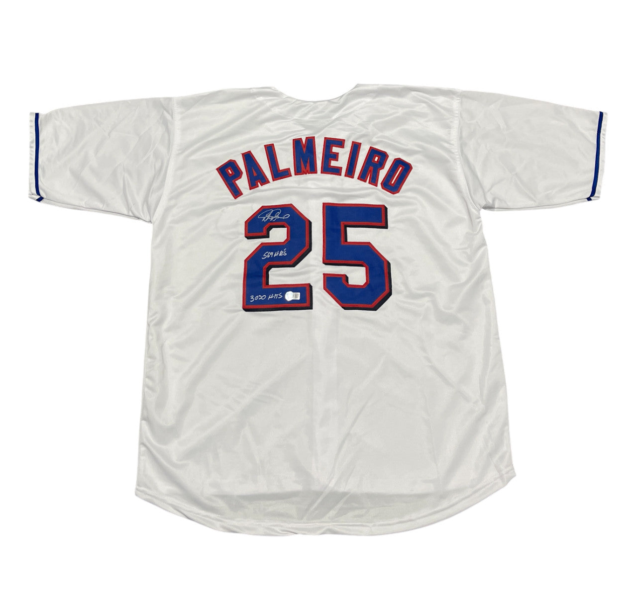 Rafael Palmeiro Signed Texas Rangers Custom Jersey Beckett COA