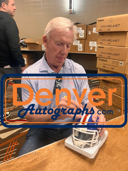 John Elway Denver Broncos Signed Throwback Mini Helmet Beckett Witnessed