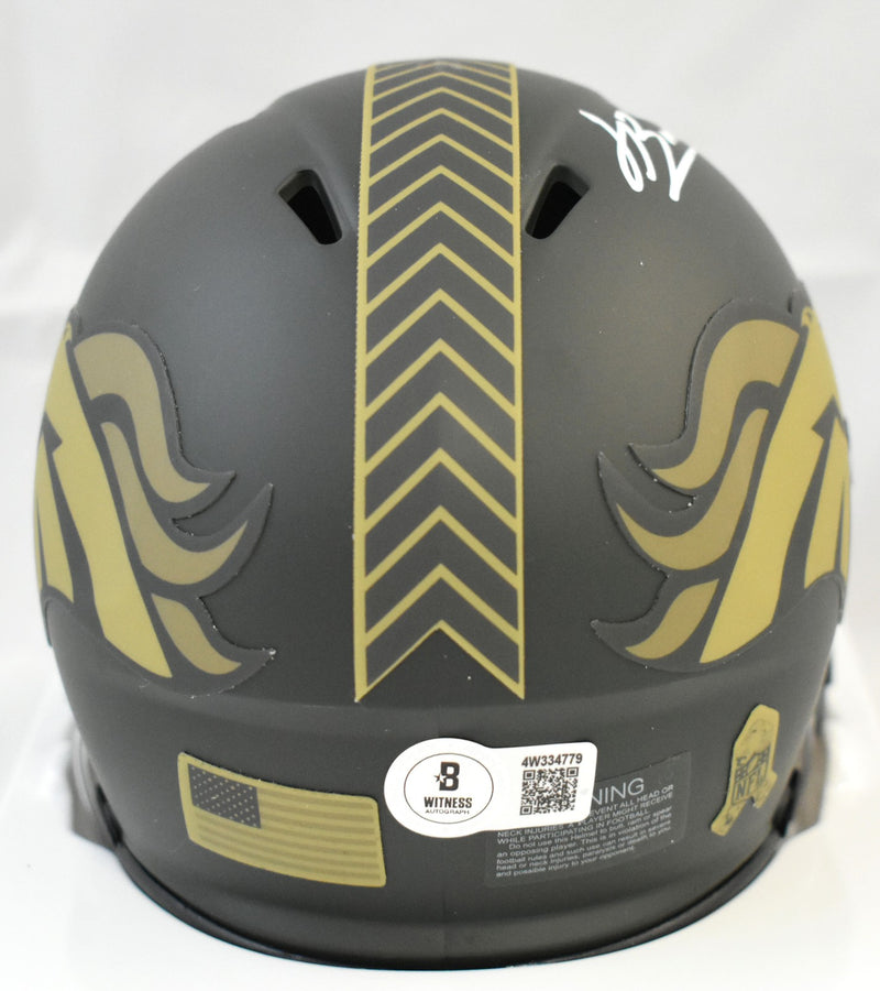 Jahdae Barron Signed Denver Broncos 2025 Salute to Service Mini Helmet