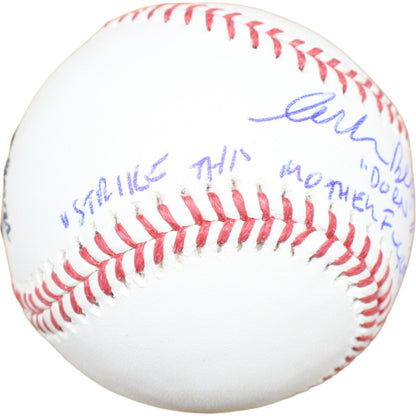 Corbin Bernsen Signed Baseball Inscribed "Strike This..." Beckett BAS