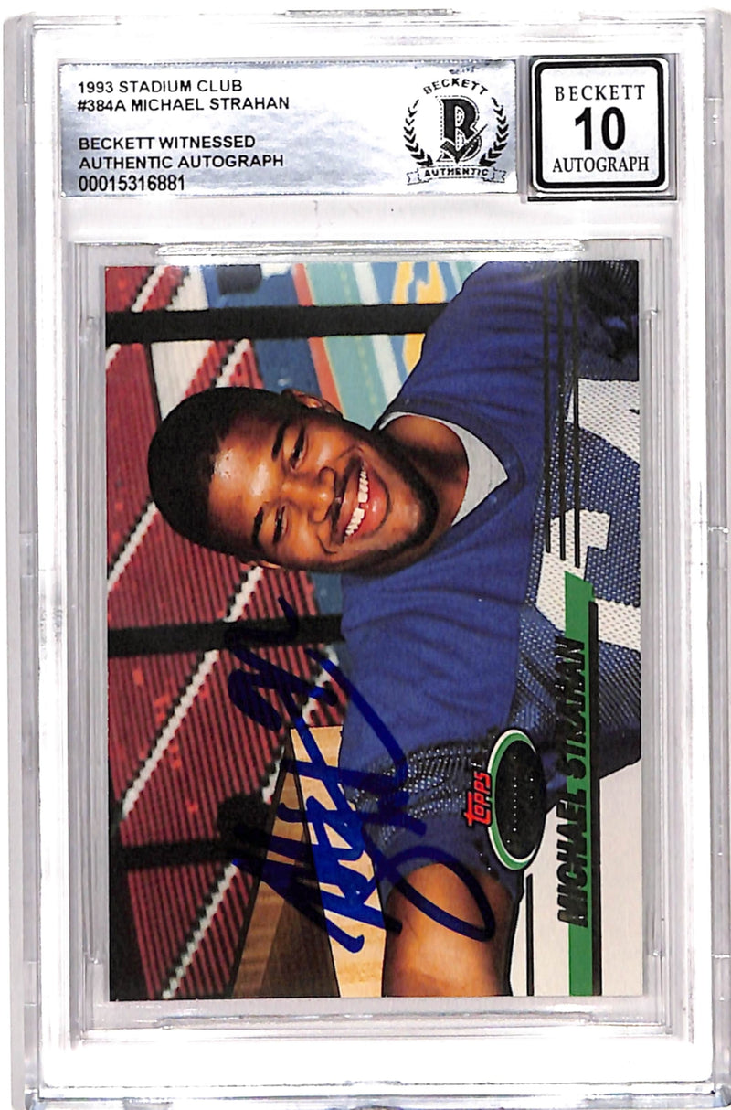 Michael Strahan Signed 1993 Stadium Club Card - Beckett Grade 10 Auto