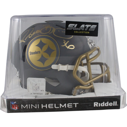 Jerome Bettis Signed Pittsburgh Steelers Slate Mini Helmet BAS