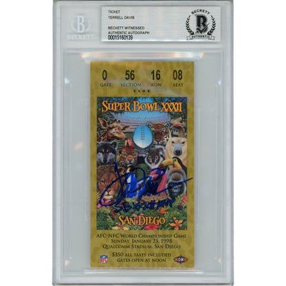 Terrell Davis Autographed Denver Broncos Super Bowl XXXII Ticket Stub BAS