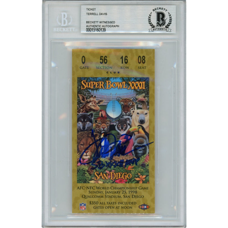 Terrell Davis Autographed Denver Broncos Super Bowl XXXII Ticket Stub BAS