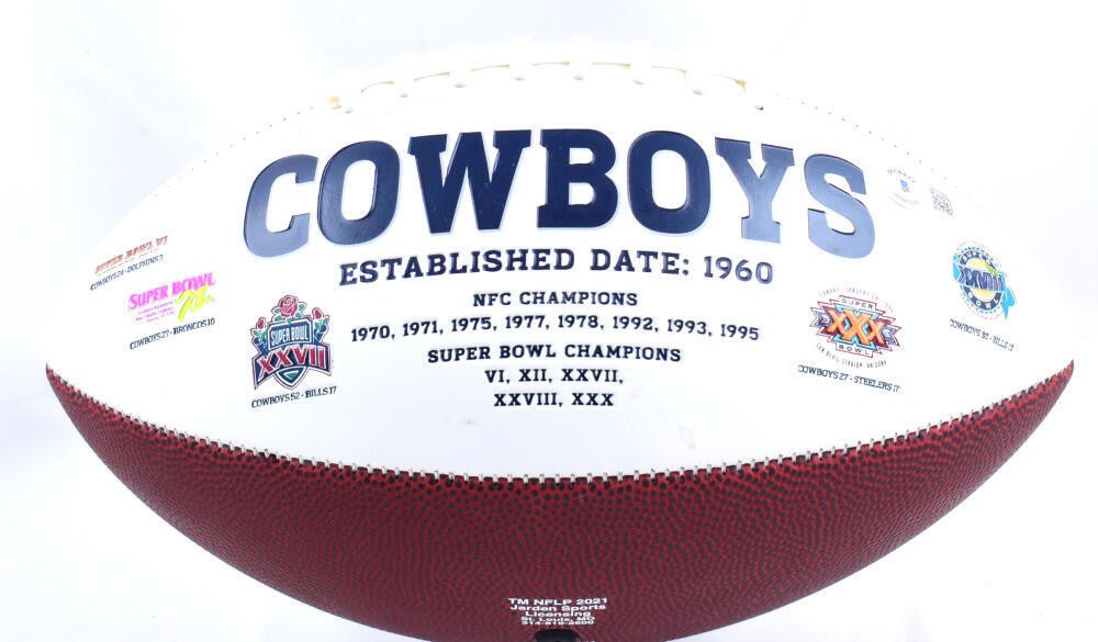 Luke Schoonmaker Signed Dallas Cowboys Logo Football