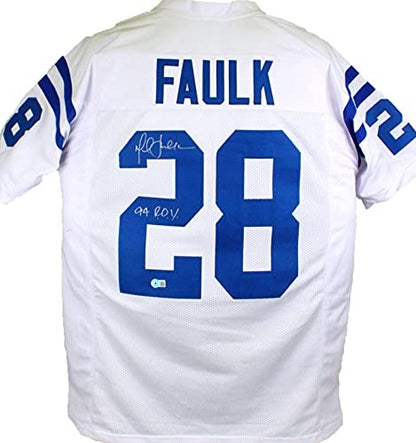 Marshall Faulk Signed White Custom Jersey - '94 ROY Inscription