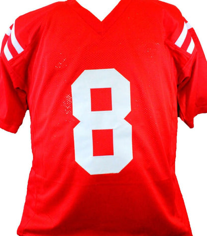 Elijah Moore Signed Red Custom College Style Jersey
