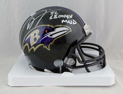 Ray Lewis Signed Baltimore Ravens Mini Helmet with SB MVP Inscription