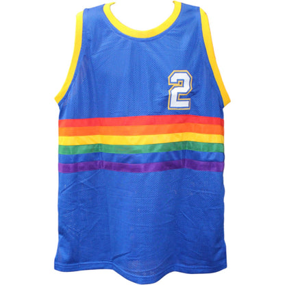 Alex English Autographed Blue Pro Style Jersey (HOF Inscribed)