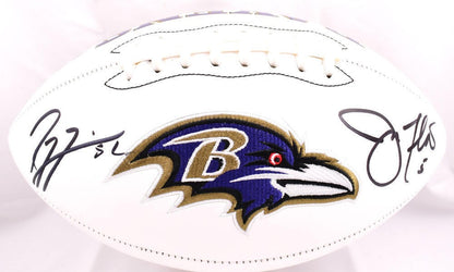 Joe Flacco & Ray Lewis Signed Baltimore Ravens Black Logo Football
