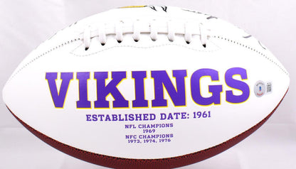 Warren Moon Signed Minnesota Vikings Logo Football (HOF Inscription)