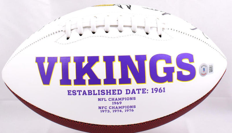 Warren Moon Signed Minnesota Vikings Logo Football (HOF Inscription)