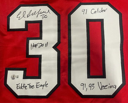 Ed Belfour Signed Chicago Blackhawks Custom Jersey with 4 Inscriptions